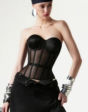 Perfect Corset Black Secret Form Bra Lace-Up Bustier Corset Underwire Small NWT